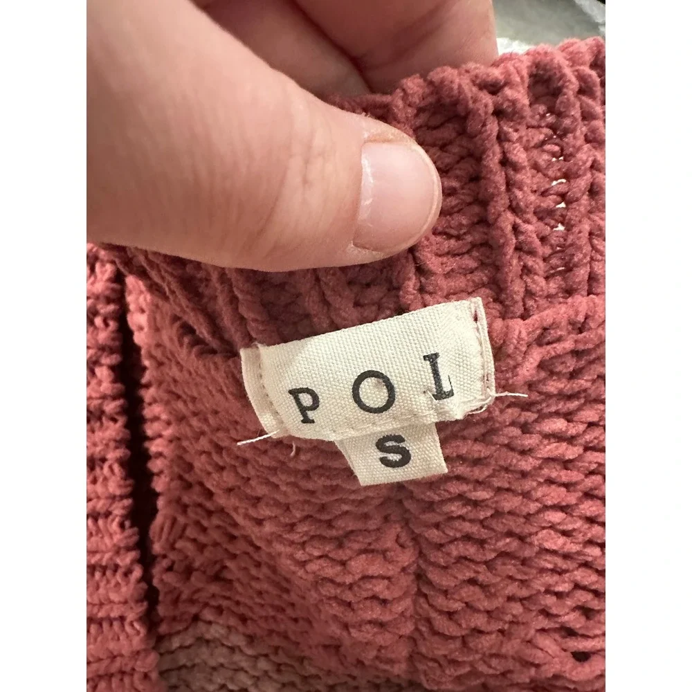 POL Women Colorblock Checkered Cable Knit Cardigan Sweater Rose Grey SMST646 S